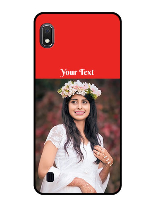 Custom Galaxy A10 Custom Glass Phone Case - Simple Red Color Design
