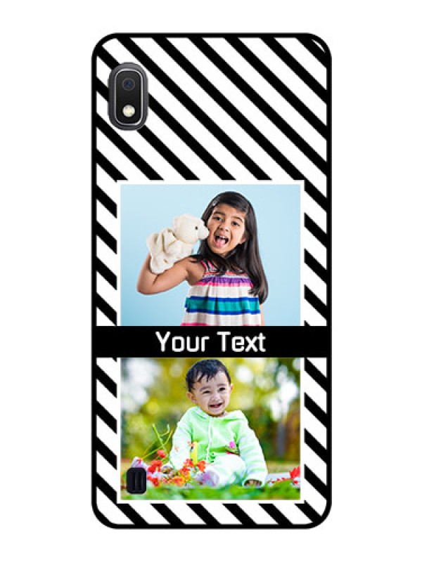 Custom Galaxy A10 Photo Printing on Glass Case - Black And White Stripes Design