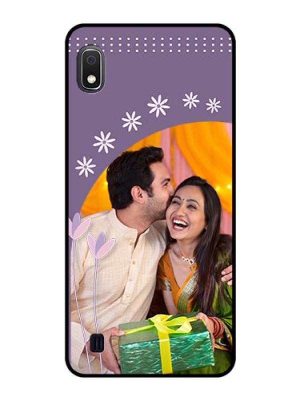 Custom Galaxy A10 Custom Glass Mobile Case - Lavender flowers design 