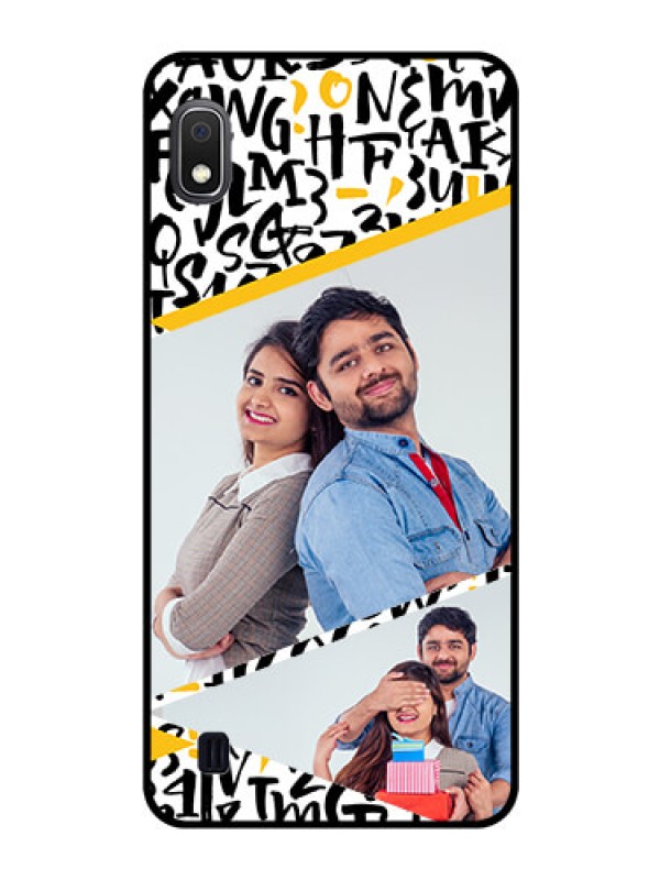 Custom Galaxy A10 Custom Glass Mobile Case - Letters Pattern Design