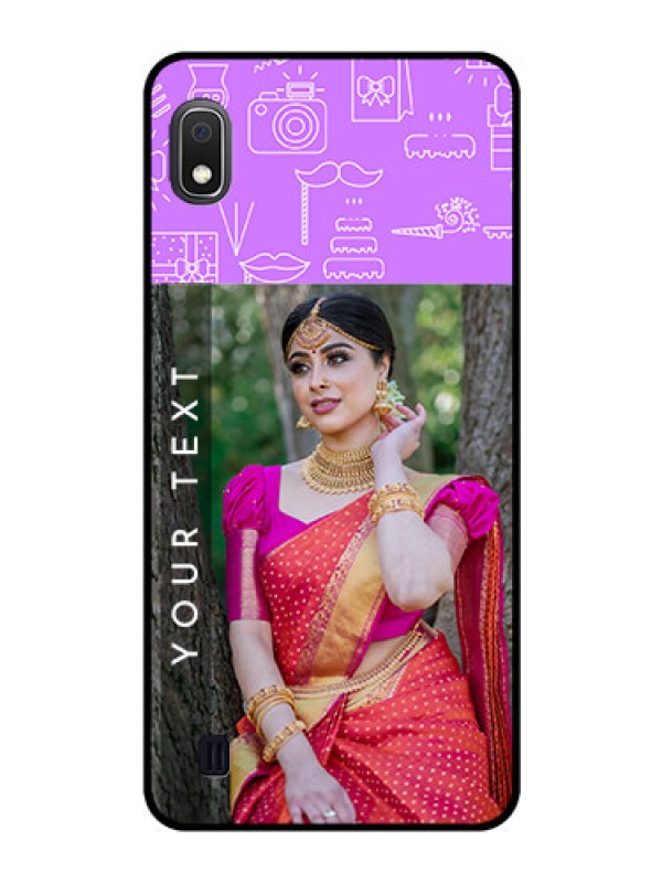 Custom Galaxy A10 Custom Glass Mobile Case - Birthday Icons Design