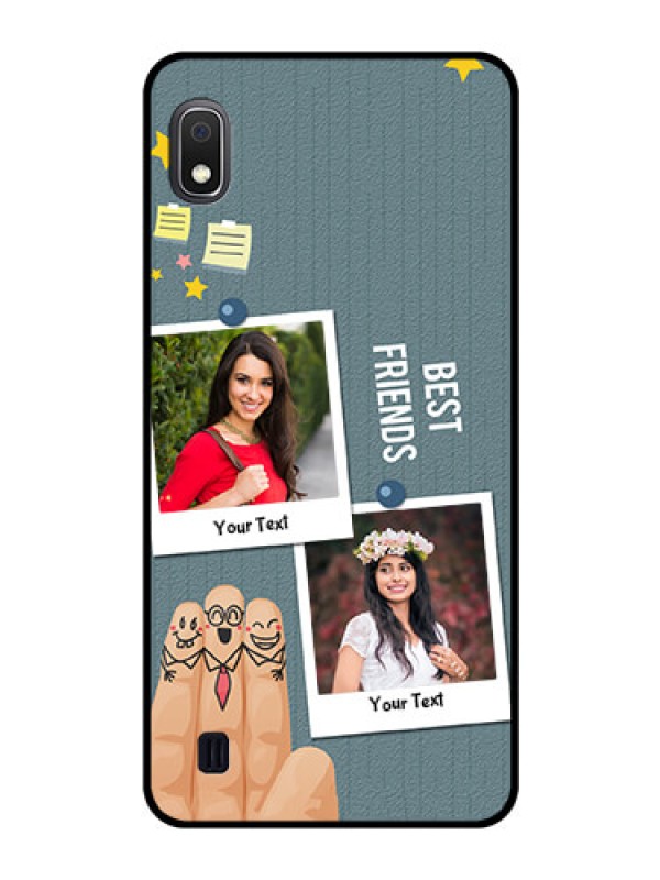 Custom Galaxy A10 Personalized Glass Phone Case - Sticky Frames and Friendship Design