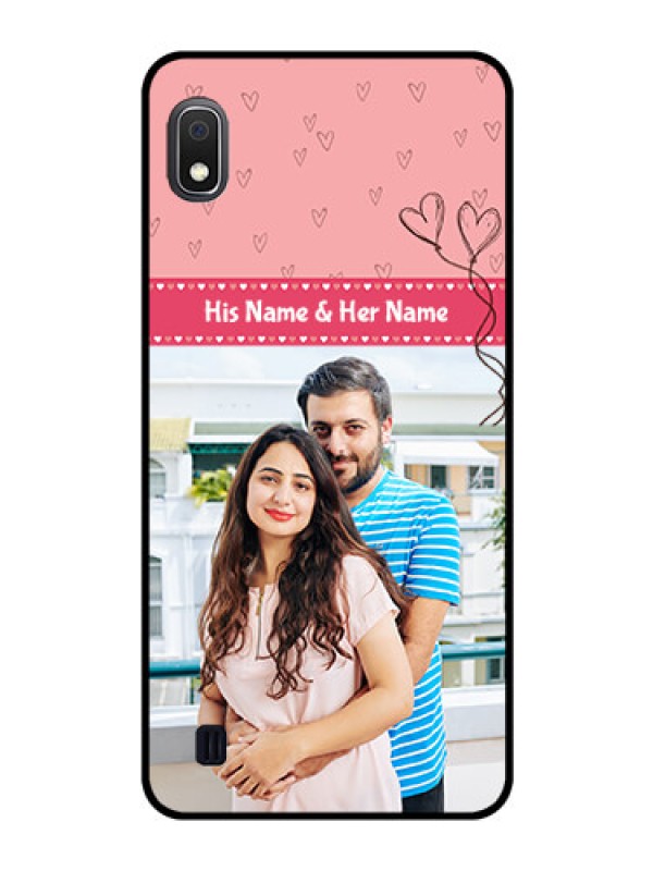 Custom Galaxy A10 Personalized Glass Phone Case - Love Design Peach Color