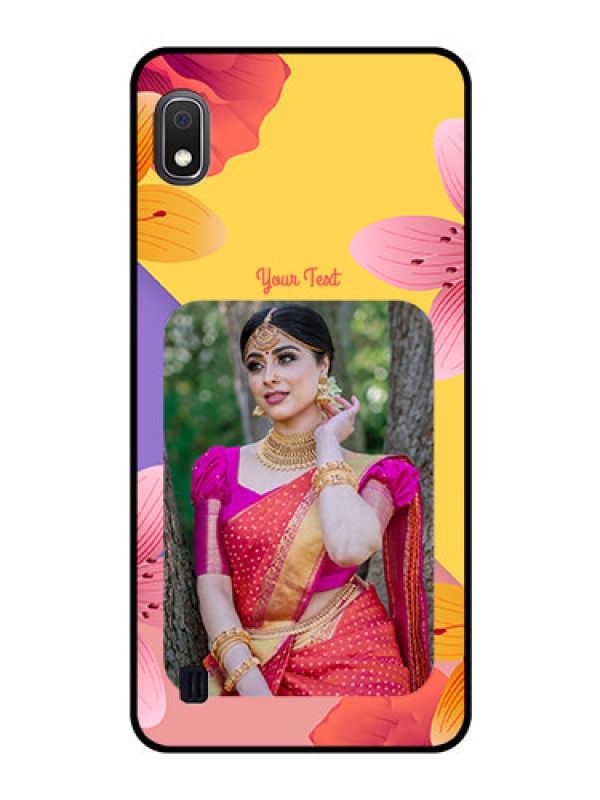 Custom Galaxy A10 Custom Glass Mobile Case - 3 Image With Vintage Floral Design