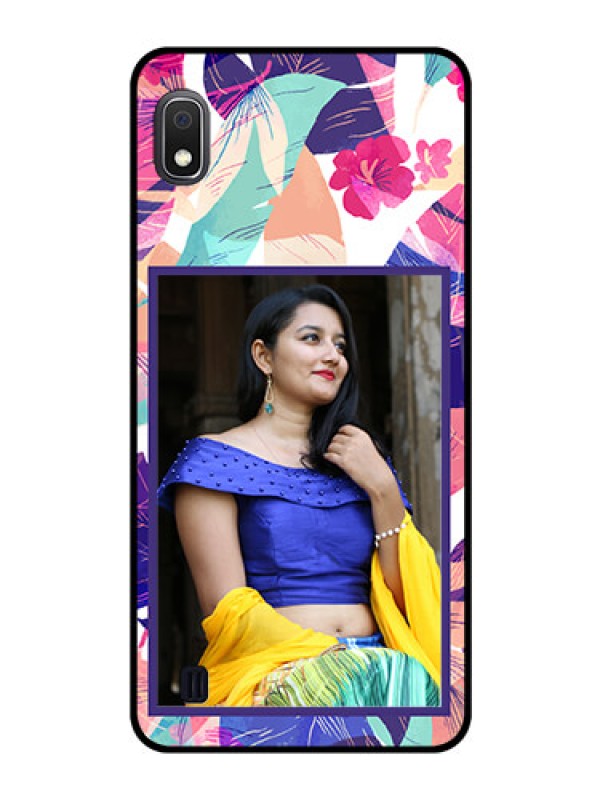 Custom Galaxy A10 Custom Glass Mobile Case - Abstract Floral Design