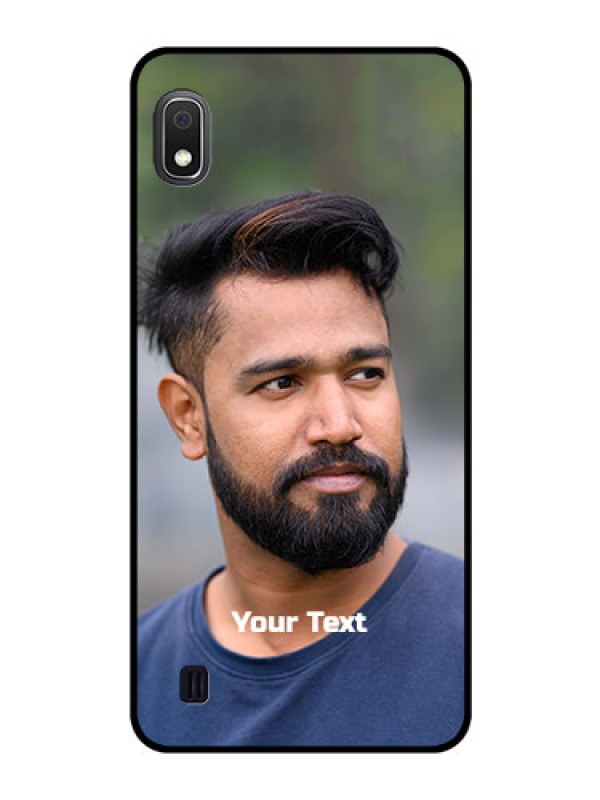 Custom Galaxy A10 Glass Mobile Cover: Photo with Text