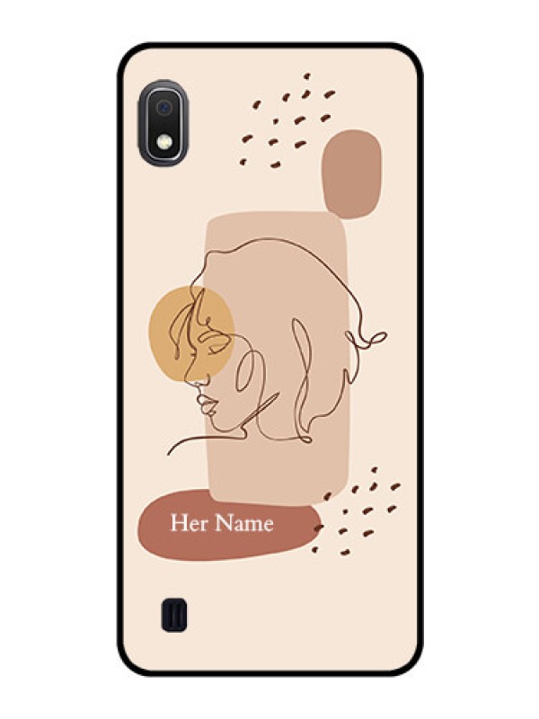 Custom Galaxy A10 Photo Printing on Glass Case - Calm Woman line art Design
