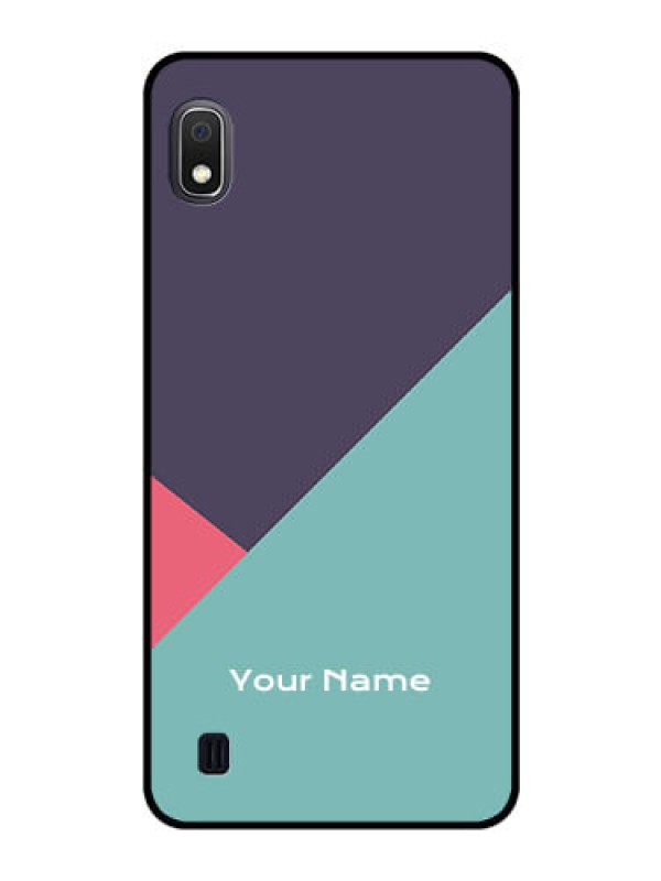 Custom Galaxy A10 Custom Glass Mobile Case - Tri Color abstract Design
