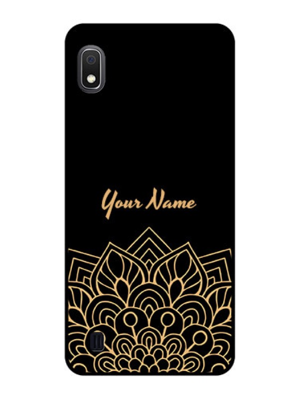 Custom Galaxy A10 Custom Glass Phone Case - Golden mandala Design