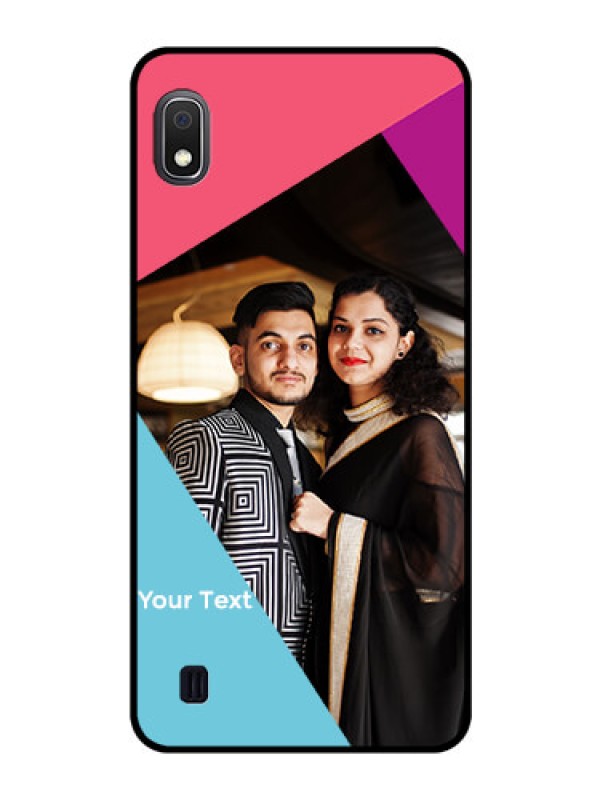 Custom Galaxy A10 Custom Glass Mobile Case - Stacked Triple colour Design