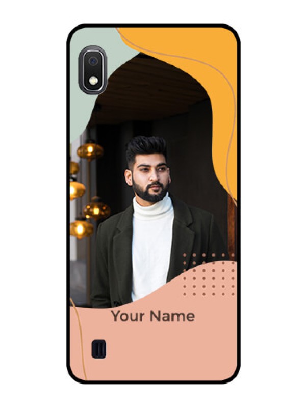Custom Galaxy A10 Personalized Glass Phone Case - Tri-coloured overlay design