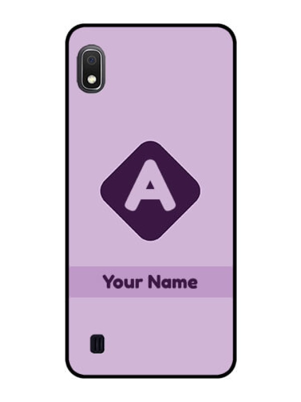 Custom Galaxy A10 Custom Glass Mobile Case - Custom Letter in curved badge Design
