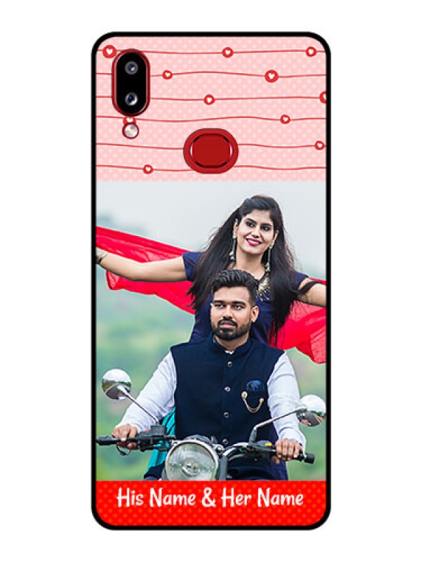 Custom Galaxy A10s Personalized Glass Phone Case - Red Pattern Case Design