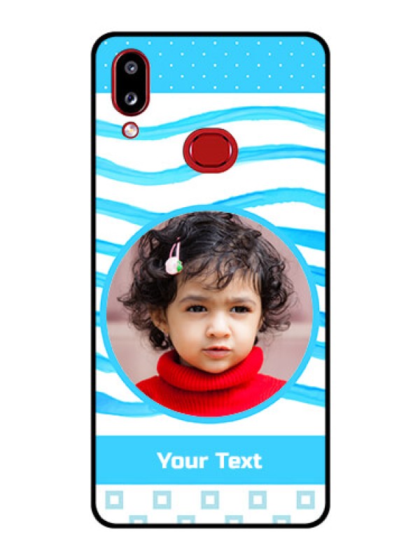 Custom Galaxy A10s Custom Glass Phone Case - Simple Blue Case Design