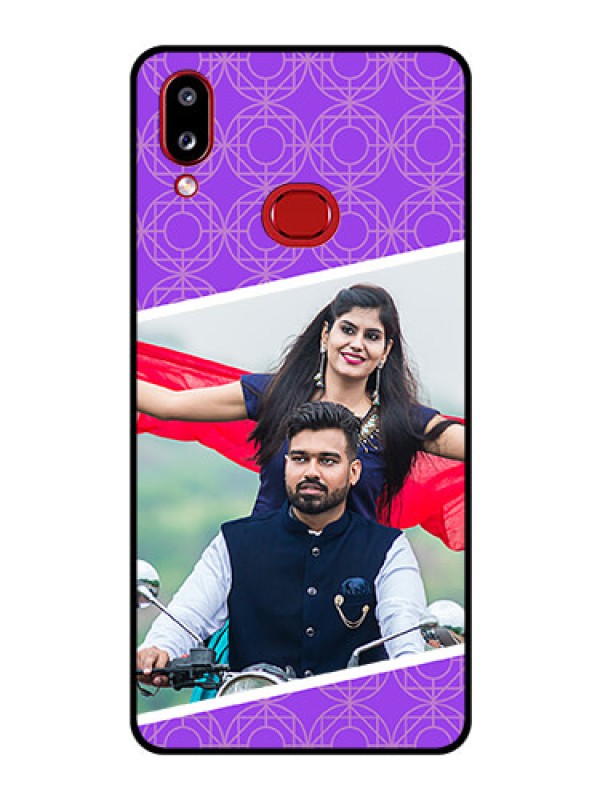 Custom Galaxy A10s Custom Glass Phone Case - Violet Pattern Design