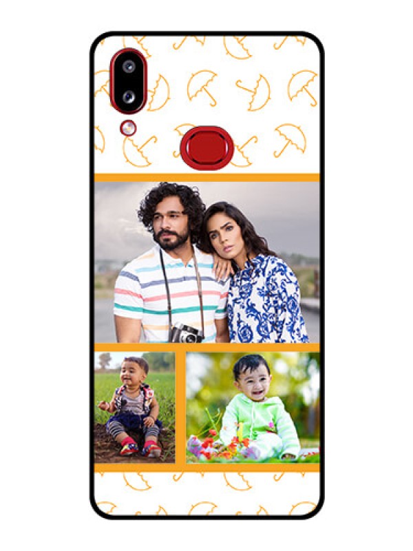 Custom Galaxy A10s Custom Glass Mobile Case - Yellow Pattern Design