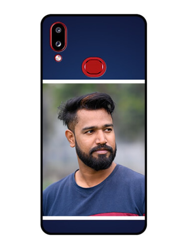 Custom Galaxy A10s Personalized Glass Phone Case - Simple Royal Blue Design