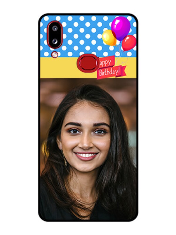 Custom Galaxy A10s Custom Glass Mobile Case - Happy Birthday Design
