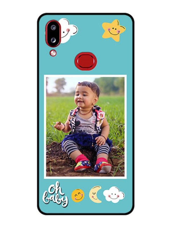 Custom Galaxy A10s Personalized Glass Phone Case - Smiley Kids Stars Design