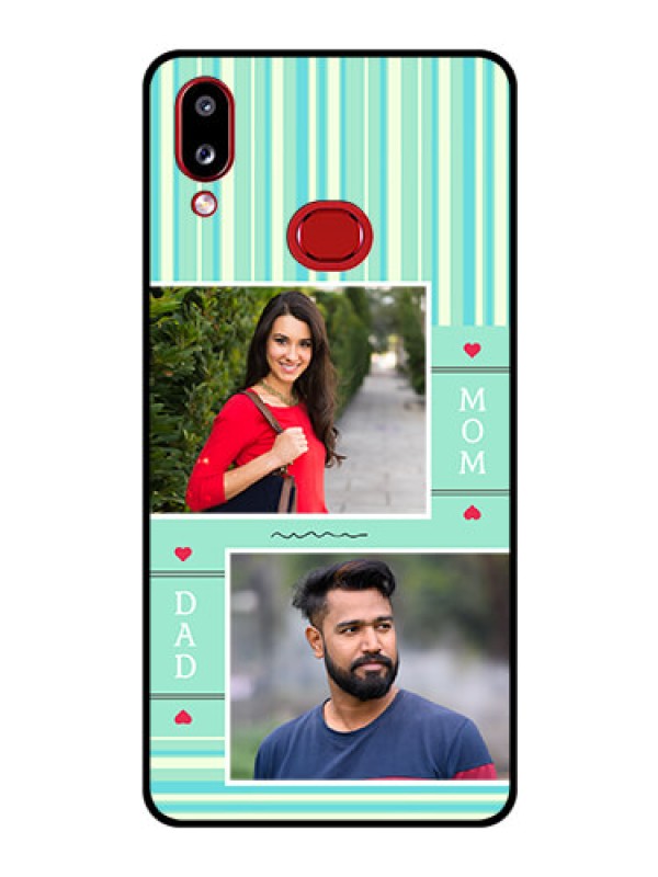 Custom Galaxy A10s Custom Glass Phone Case - Mom & Dad Pic Design