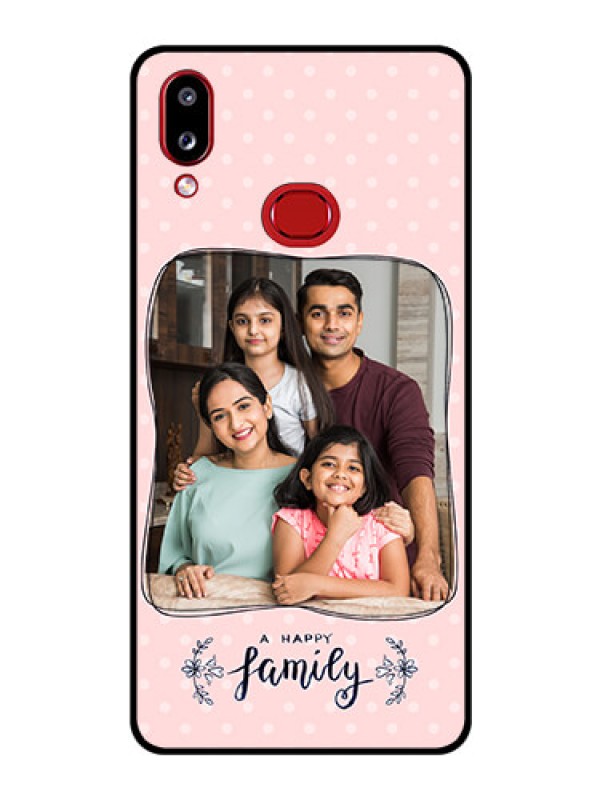 Custom Galaxy A10s Custom Glass Phone Case - Family with Dots Design