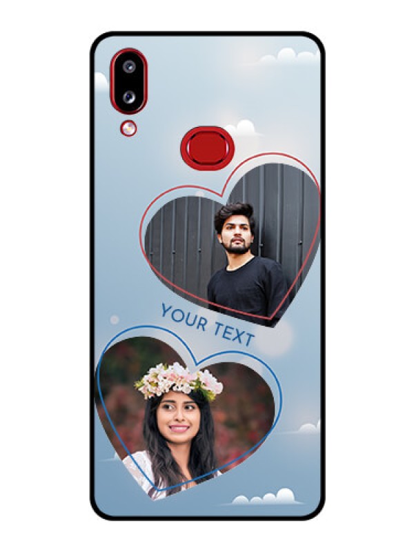 Custom Galaxy A10s Custom Glass Mobile Case - Blue Color Couple Design 