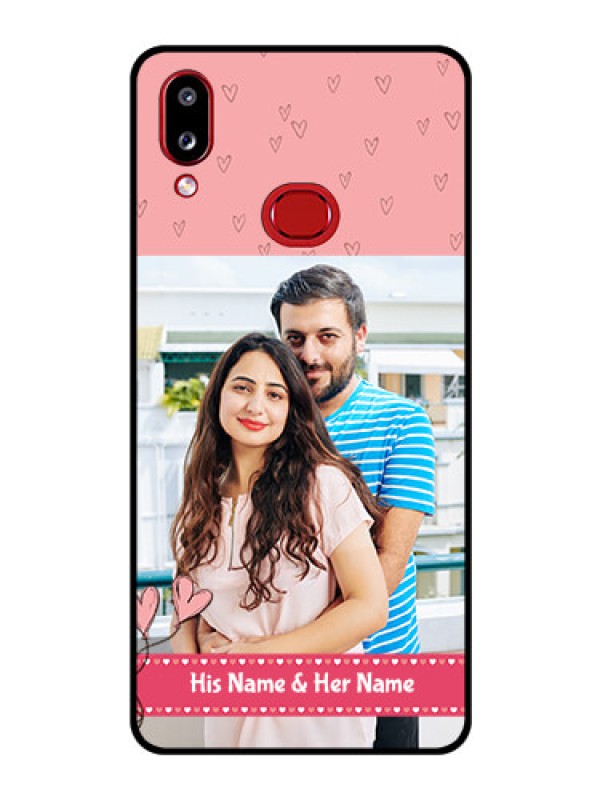 Custom Galaxy A10s Personalized Glass Phone Case - Love Design Peach Color