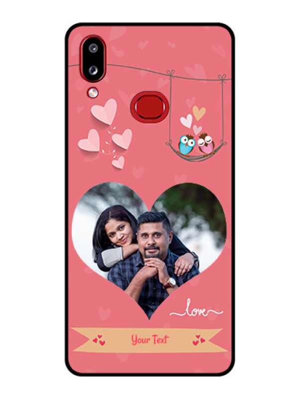 Custom Galaxy A10s Personalized Glass Phone Case - Peach Color Love Design 