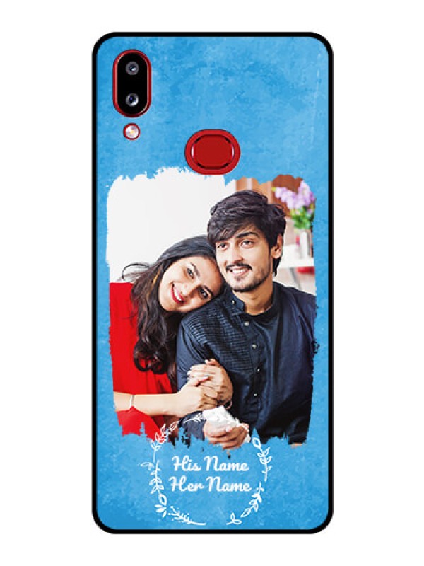 Custom Galaxy A10S Custom Glass Phone Case - Blue Color Vintage Design