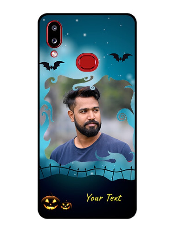 Custom Galaxy A10s Custom Glass Phone Case - Halloween frame design