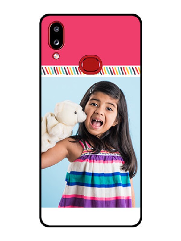 Custom Galaxy A10s Personalized Glass Phone Case - Line art design