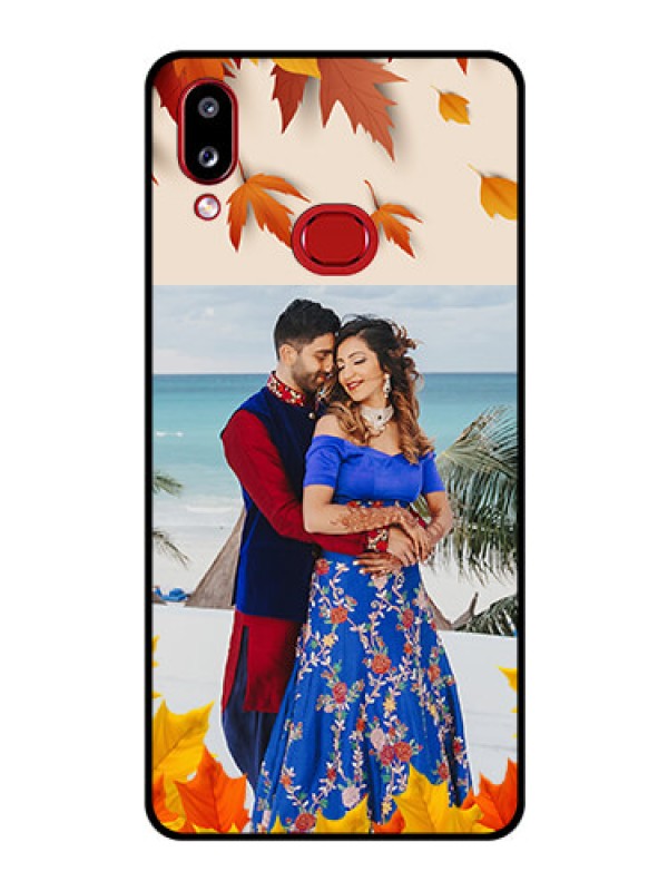Custom Galaxy A10s Photo Printing on Glass Case - Autumn Maple Leaves Design