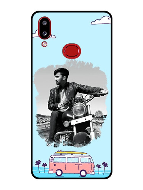 Custom Galaxy A10s Photo Printing on Glass Case - Travel & Adventure Design