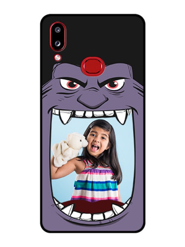 Custom Galaxy A10s Custom Glass Phone Case - Angry Monster Design