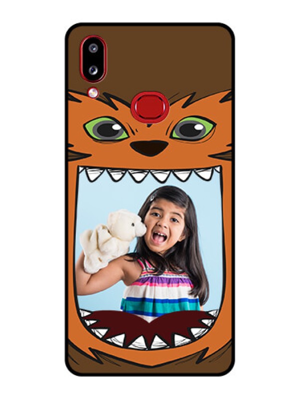 Custom Galaxy A10s Photo Printing on Glass Case - Owl Monster Back Case Design