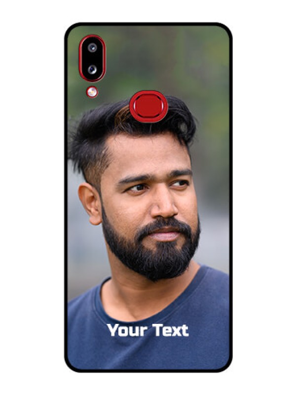 Custom Galaxy A10s Glass Mobile Cover: Photo with Text