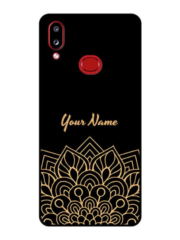 Custom Galaxy A10s Custom Glass Phone Case - Golden mandala Design