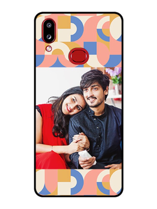 Custom Galaxy A10s Photo Printing on Glass Case - Semi-circle Maze Pattern Design