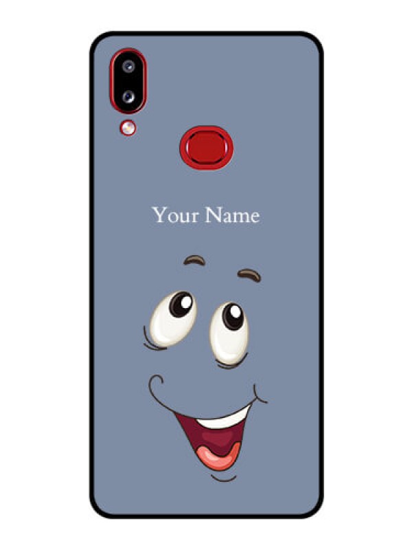 Custom Galaxy A10s Photo Printing on Glass Case - Laughing Cartoon Face Design