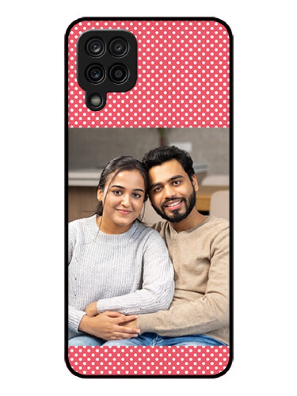 Custom Galaxy A12 Custom Glass Phone Case - White Dotted Design