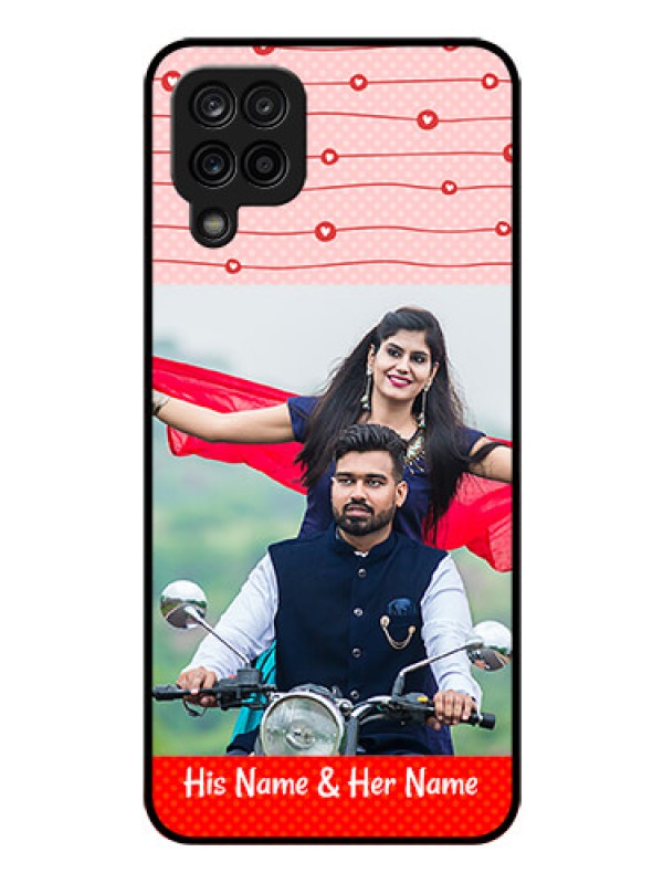 Custom Galaxy A12 Personalized Glass Phone Case - Red Pattern Case Design
