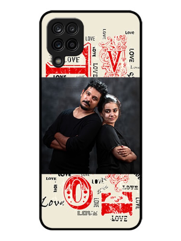 Custom Galaxy A12 Photo Printing on Glass Case - Trendy Love Design Case