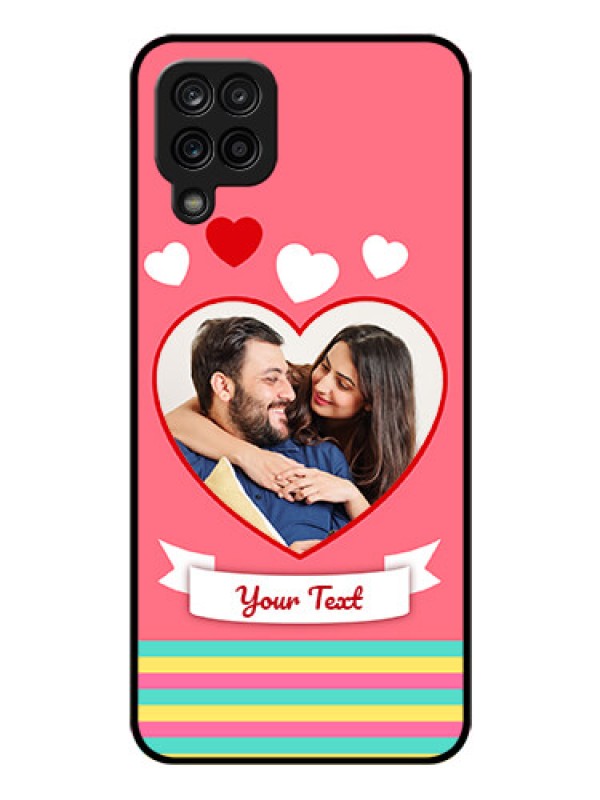 Custom Galaxy A12 Photo Printing on Glass Case - Love Doodle Design
