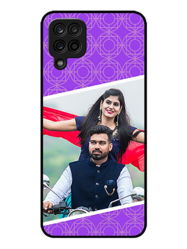 Custom Galaxy A12 Custom Glass Phone Case - Violet Pattern Design