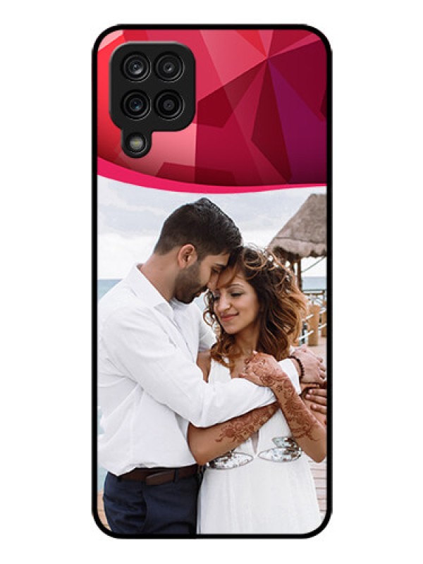 Custom Galaxy A12 Custom Glass Mobile Case - Red Abstract Design
