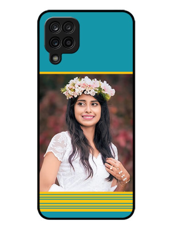 Custom Galaxy A12 Custom Glass Phone Case - Yellow & Blue Design 
