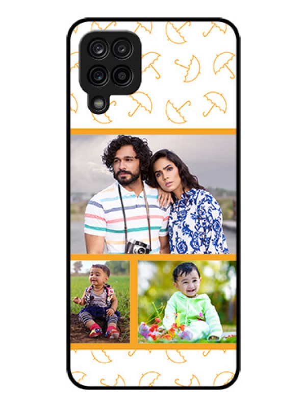 Custom Galaxy A12 Custom Glass Mobile Case - Yellow Pattern Design
