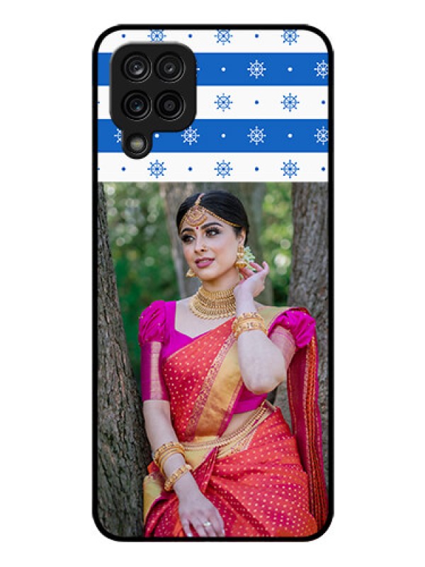 Custom Galaxy A12 Photo Printing on Glass Case - Snow Pattern Design