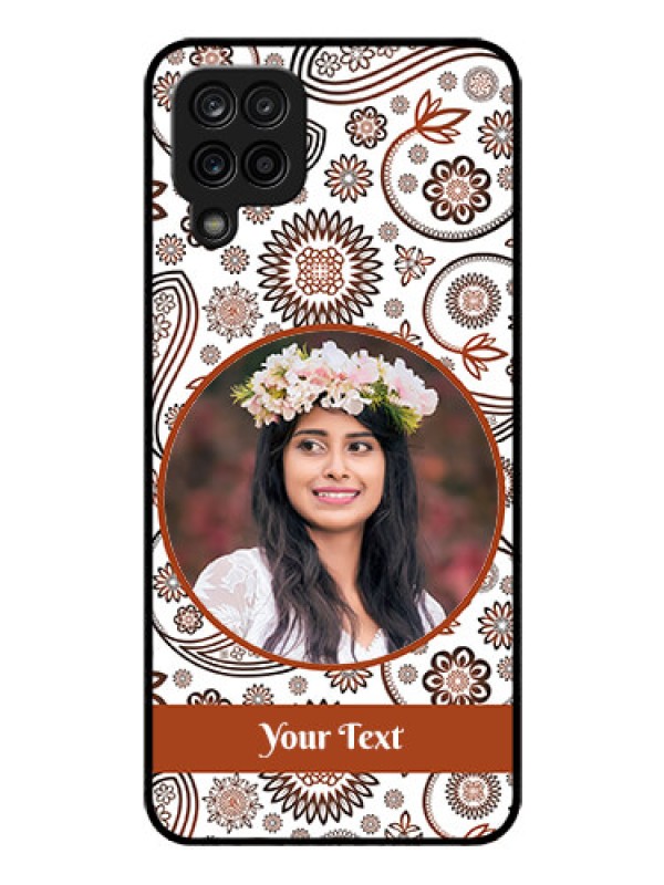 Custom Galaxy A12 Custom Glass Mobile Case - Abstract Floral Design 
