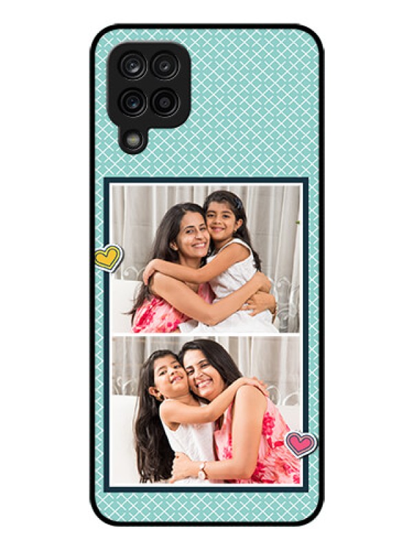 Custom Galaxy A12 Custom Glass Phone Case - 2 Image Holder with Pattern Design